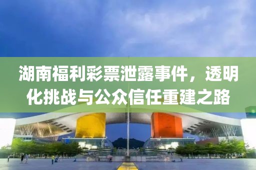 湖南福利彩票泄露事件，透明化挑战与公众信任重建之路