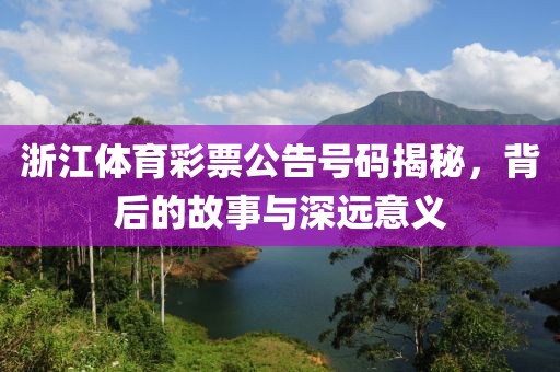 浙江体育彩票公告号码揭秘，背后的故事与深远意义