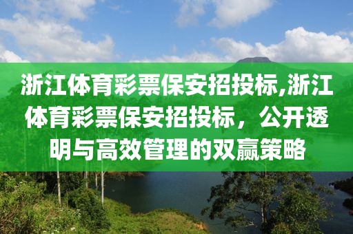 浙江体育彩票保安招投标,浙江体育彩票保安招投标，公开透明与高效管理的双赢策略