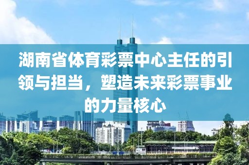 湖南省体育彩票中心主任的引领与担当，塑造未来彩票事业的力量核心