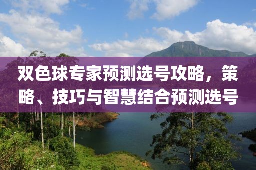 双色球专家预测选号攻略，策略、技巧与智慧结合预测选号